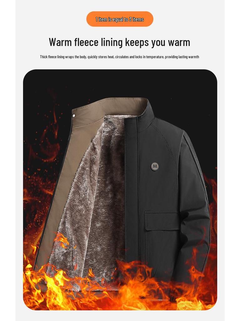 Men's Plus Size American Style Fleece Lined Winter Jacket