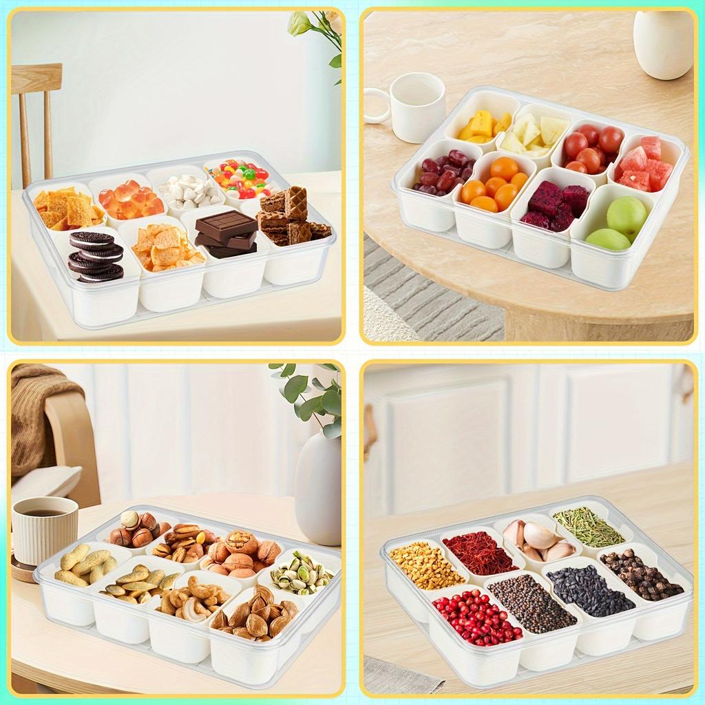 Unterteiltes Serviertablett, herausnehmbares Snackfach, Obstbehälter, Lebensmittelaufbewahrung, Snackle-Mittagessen-Organizer, Wursthalter für unterwegs, Süßigkeiten, Party, Salat