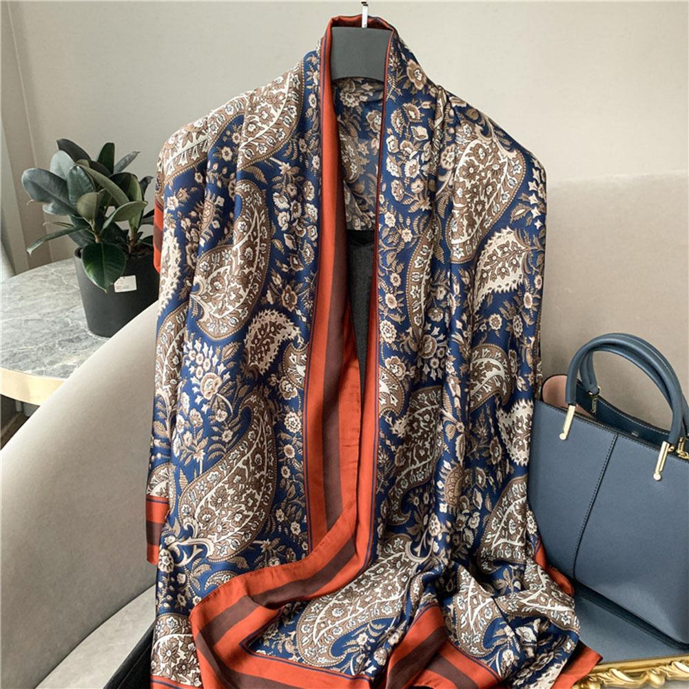 Autumn Winter Women Vintage Fashion Paisley Neck Scarf Female High Quality Silk Scarfs Europe America Popular Turba Warm Shawl