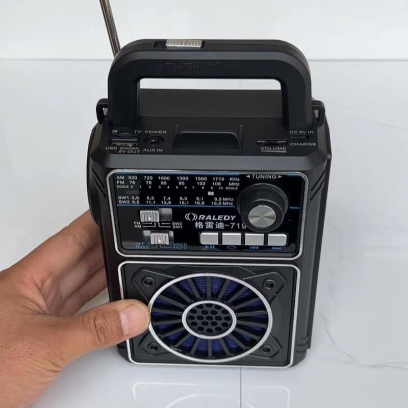 Emergency FM Radio Portable Solar Charging Outdoor Camping Light Overweight Bass Mono USB Port Built-In Speaker