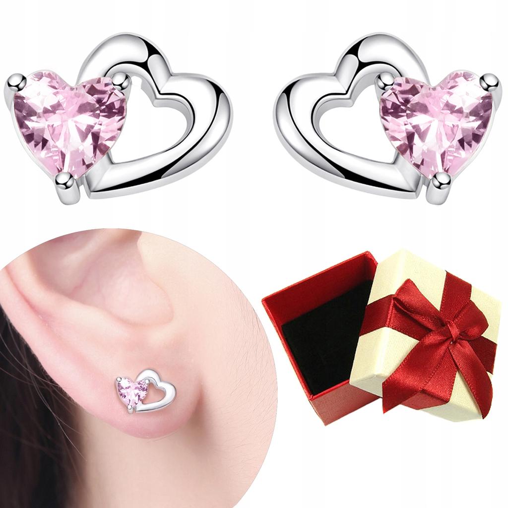 Earrings With S925 Cubic Zirconia Hearts, Crystals, Stud