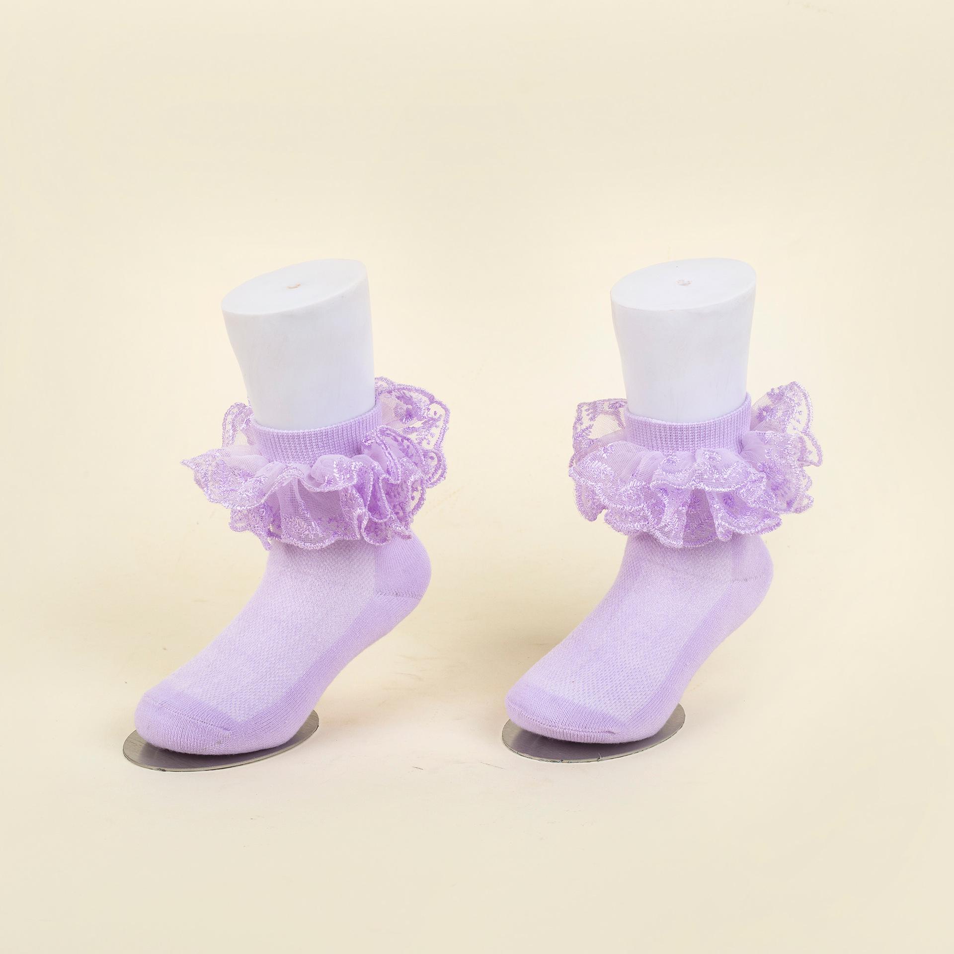 Girls Lace Dance Socks - Breathable, Comfortable, All-Season Children s Lace-Trimmed Socks