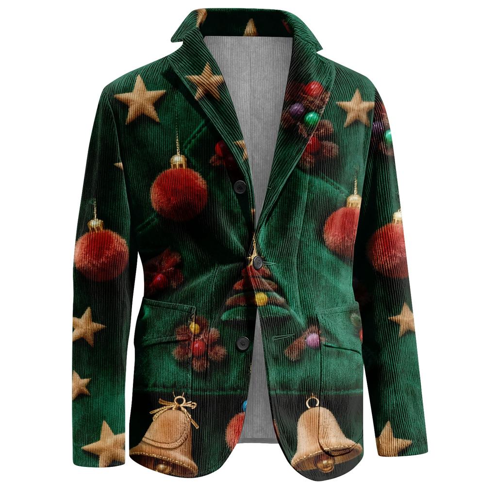 Herren Hässlicher Weihnachten Kord Warmtaschen Anzugjacke Strickjacke Herren Freizeitanzug
