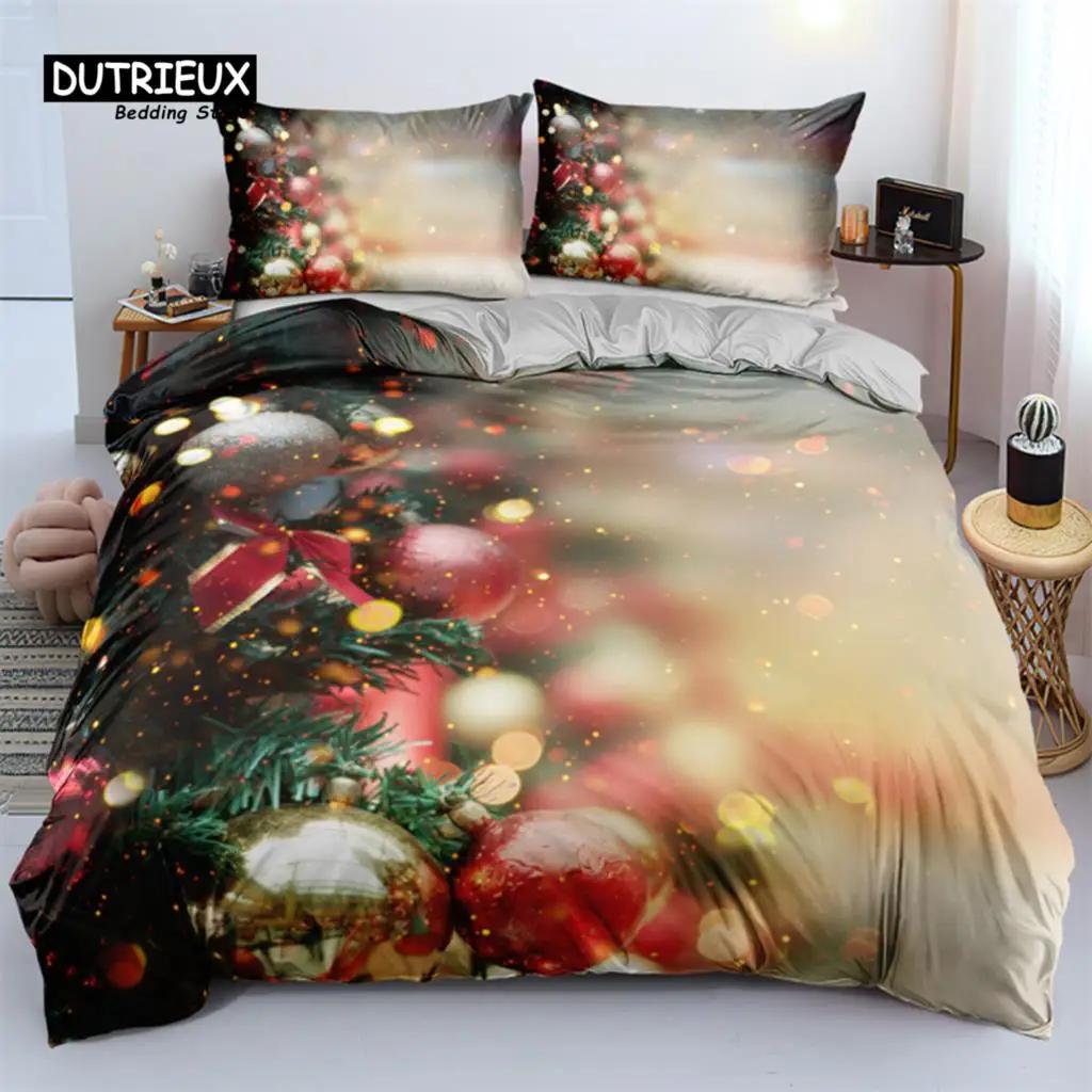 3DMerry Christmas White Bedding Set King Queen Size Microfiber Bedroom Decorative 3D Print Duvet Cover With Pillowcases