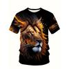 Men's Lion T-Shirt King of Beasts 3D Animal Graphic Printed Casual Short Sleeve O-Neck Pullover Streetwear Summer Tee Tops Male Clothing