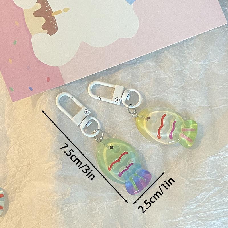 Ice Transparent Colorful Fish Keychain Gift Kawaii Lanyard Trinket