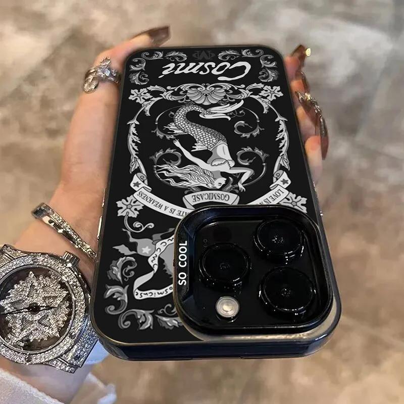 Retro European Cupid Mermaid Phone Case For  14 Cases Mi 13 12 11 Lite 13T 12T Poco M6 X6 X5 F5 Pro Laser Shockproof Cover