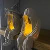 Solar Witch Figurine Light Outdoor Decorations Spooky Wizard Resin Statue LED Light for Patio Courtyard Decor