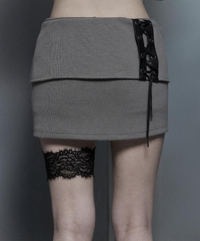 Etosome Lace-Up Mini Skirt Pants (Mocha)