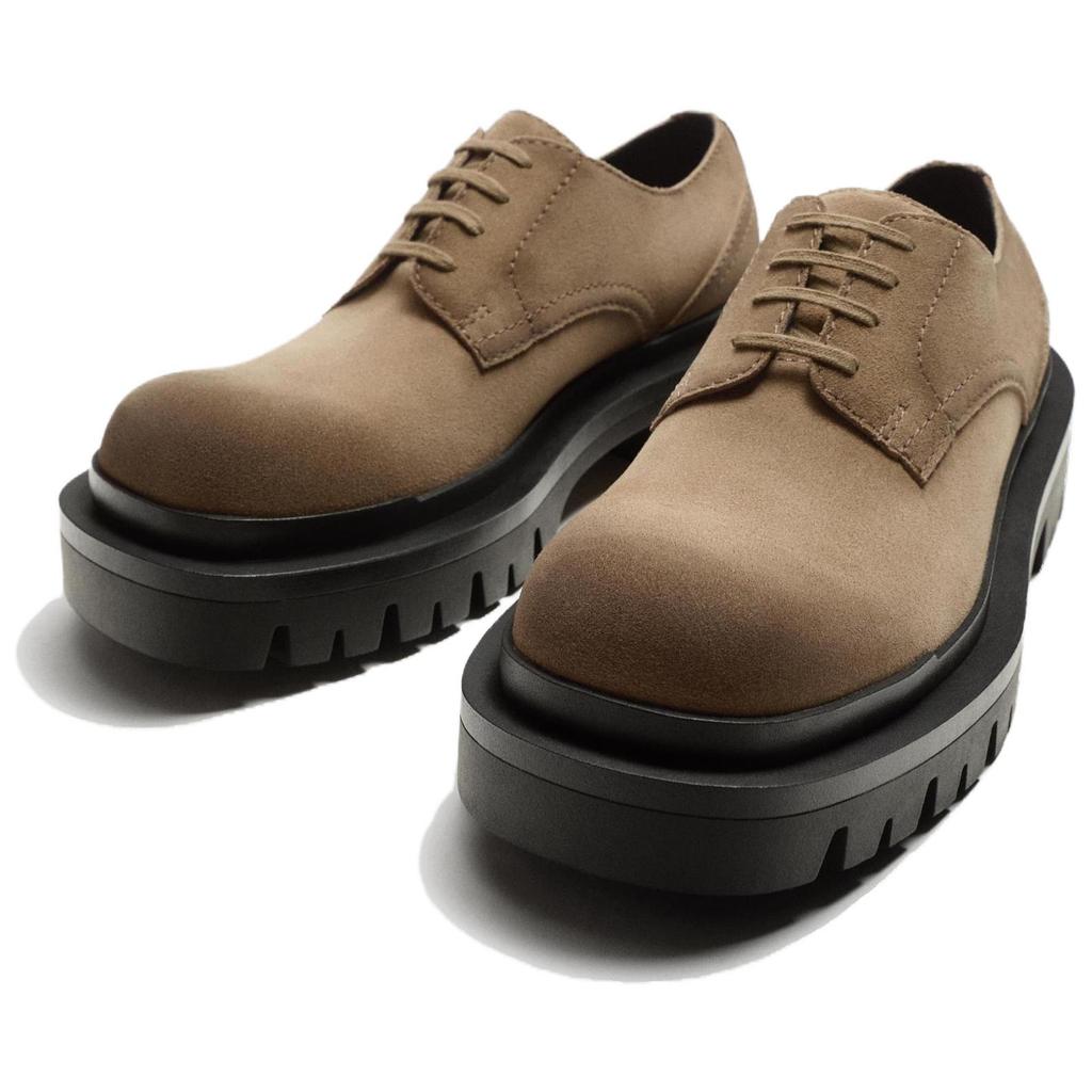 Zara Mode Minimalistisch Used-Look Wildleder Dicke Sohle Freizeitschuhe Herren Sneaker Braun 12411520-38