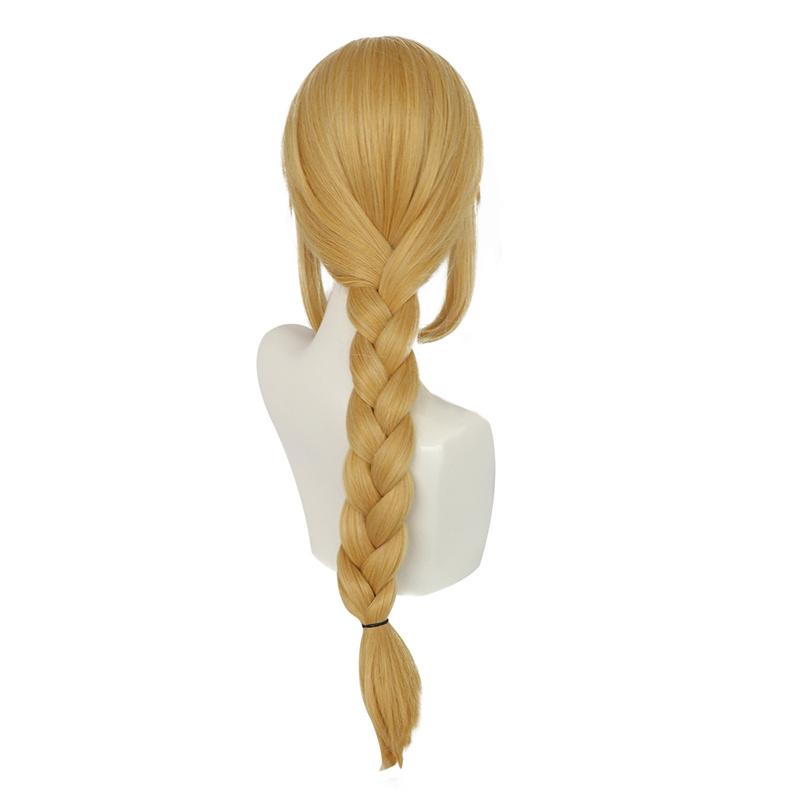 Premium Synthetic Applejack Wigs for Women Blonde Color Long Straight Hair Braided Wig with Bangs Pony Applejack Cosplay Costume