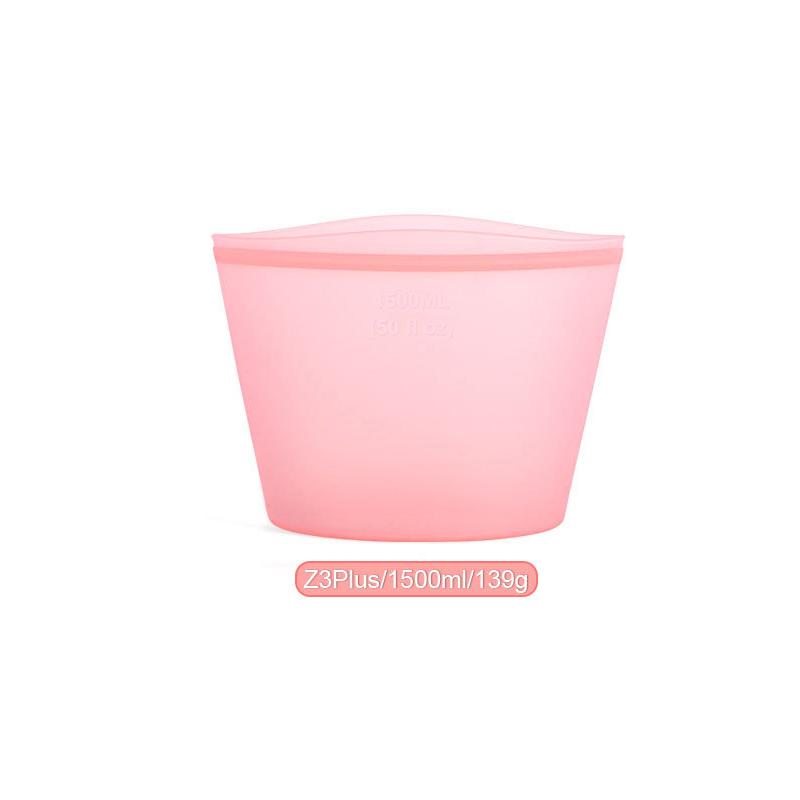 

1/3шт силиконовый мешок для хранения продуктов многоразовый стоячий мешок с застежкой-молнией герметичные контейнеры свежий мешок для хранения продуктов свежий мешок с застежкой-молнией 1500ml розовый