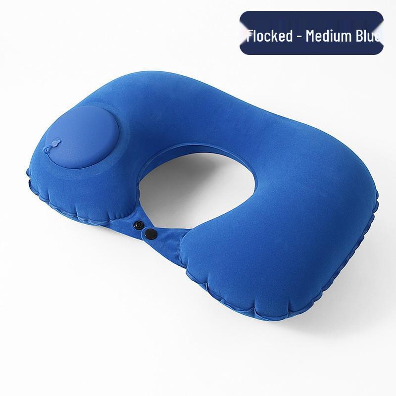 Available: Press-Type Inflatable U-Shaped Travel Neck Pillow for Airplanes and Lunch Breaks.