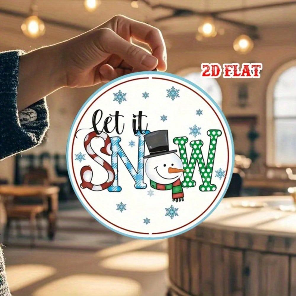 Vintage Let It Snow Metal Tin Sign Winter Snowflake Rustic Farmhouse Wall Art Decor