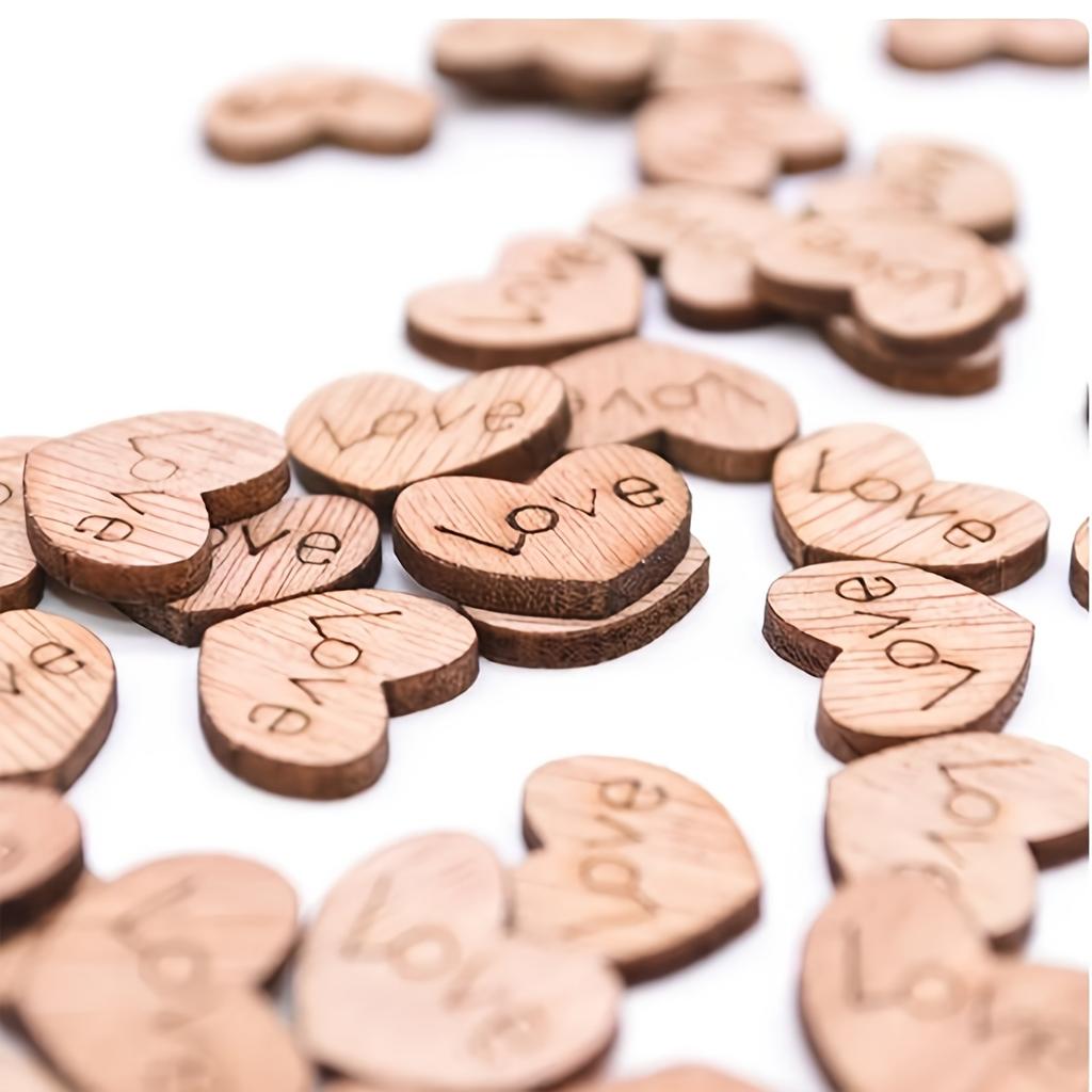 100pc Wooden Love Ornaments Wood Grain Love Large Peach Heart Wooden Buttons Perfectly Suitable for DIY Handicrafts