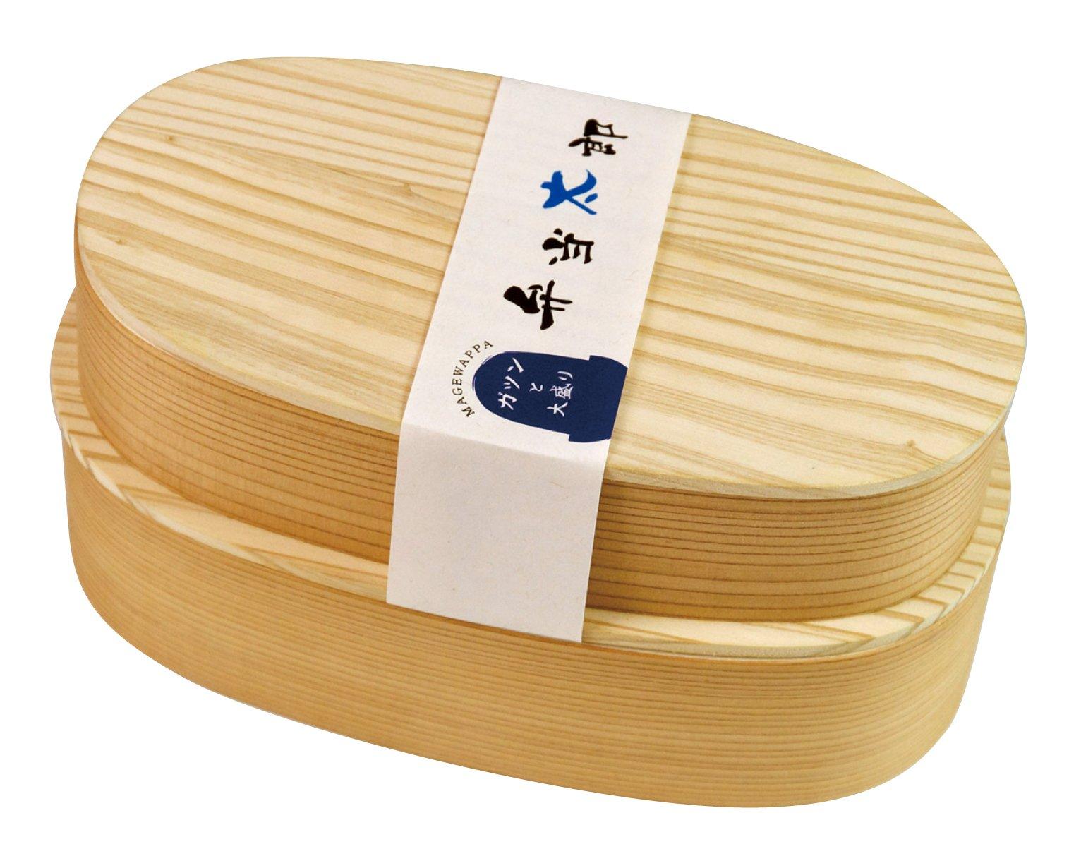 

Yamako Bento Taro Two-Tiered Box with Band, 891276, Natural