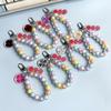Album Record Beaded Keychain, Cute Macaron Pastel Bead Chain Charm with Mini Vinyl Disc Pendant, Kpop Fans Bag Accessory