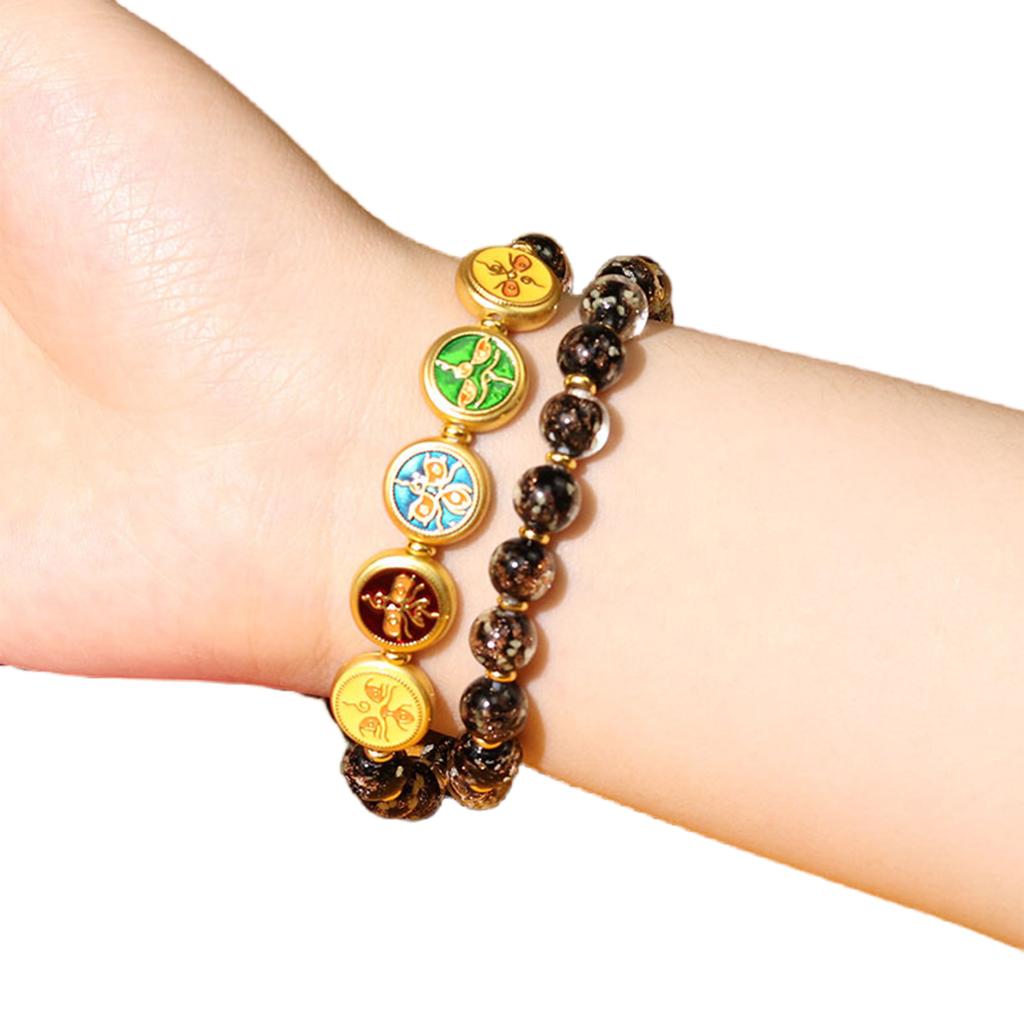 Fashionable Glass Bead Bracelet Inspire by Five Wealth God for Business Professional and Fashion Enthusiasts Wear