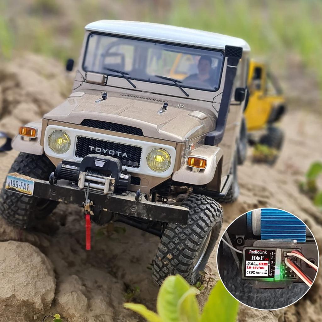 Radiolink R6F 6-Channel 2.4GHz RC Receiver with Voltage Telemetry, 400M Long-Range Control, for RC Crawlers, Drift Cars, and Boats, Compatible with