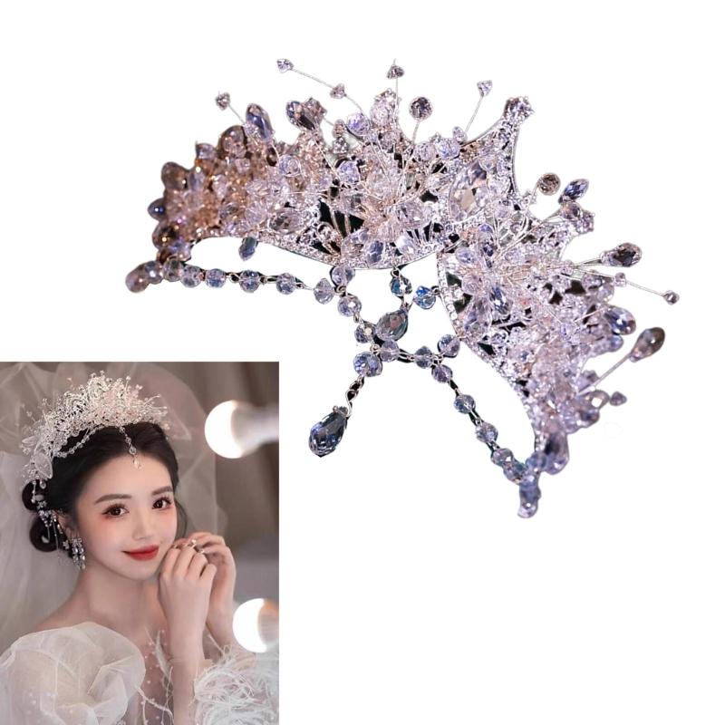 Multipurpose Crystals and Pearls Tiaras for Women Princess Headpieces for Birthday Parties Supplies and Formal Event