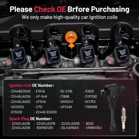 4X Ignition Coil + 4X Iridium Spark Plug For 2013-2016 Nissan Sentra L4 1.8L