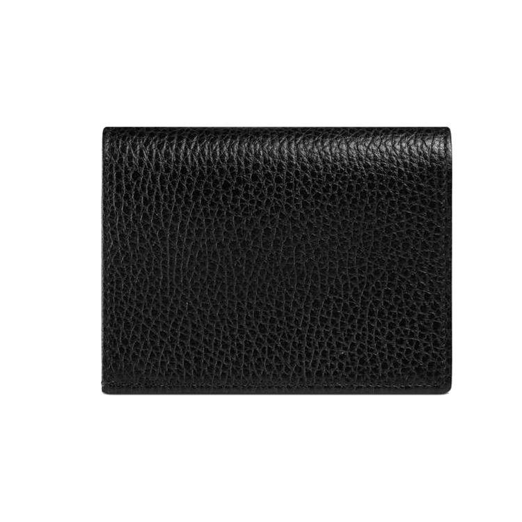 Gucci GG Marmont Gold Logo Double Fold Leather Wallet Card Holder Women Wallet Black 456126-CAO0G-1000