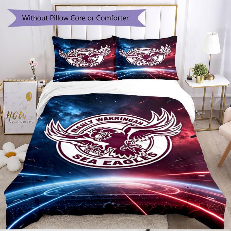 3pcs Duvet Cover Set (1*Duvet Cover + 2*Pillowcase, Without Core), Manly Warringah Sea Eagles Print Soft All‑Season Bedding Set, Home Bedroom Decor Gi
