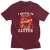 Gluten Intolerant Cat Meme T Shirt for Men Pure Cotton Tshirt Fashion Summer Short Sleeve Tee Shirt Loose Fit Clothing Gift