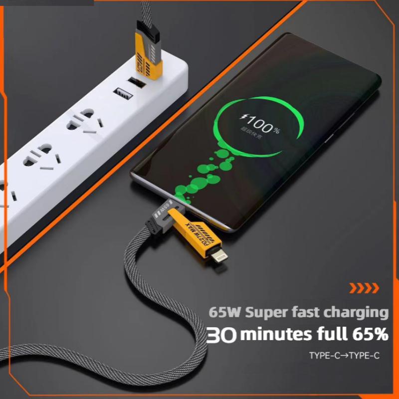 Handy Ladekabel 1M/3.28Ft 4-in-1 USB Universelles Schnellladekabel Lightning+Type C Ausgang für Android/Apple/Laptop/iPad