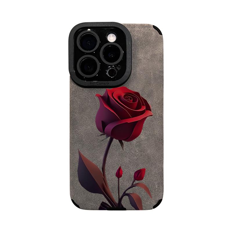 Red Rose Chain Suitable for Apple 16pro Mobile Phone Case Iphone15 Fur 14 Semen Hole 13 Silicone Anti-fall X