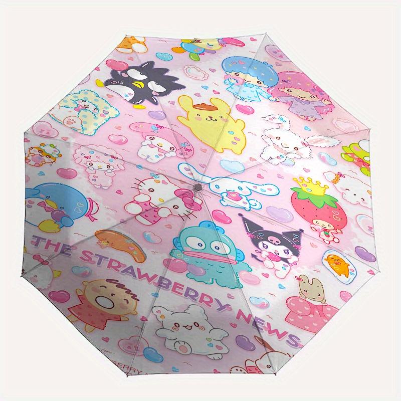 Hello Kitty, Sanrio Automatic Open/Close Umbrella-Cute Umbrella with Cute Design, Portable 3-Fold Compact Umbrella for Men & Women, Hallowee