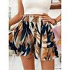 Women's Summer Printed Wide-Leg Lace-Up Shorts, Fashionable and Elegant Vacation Beach Skirt Women's Beach Vacation Printed Mini Skirt