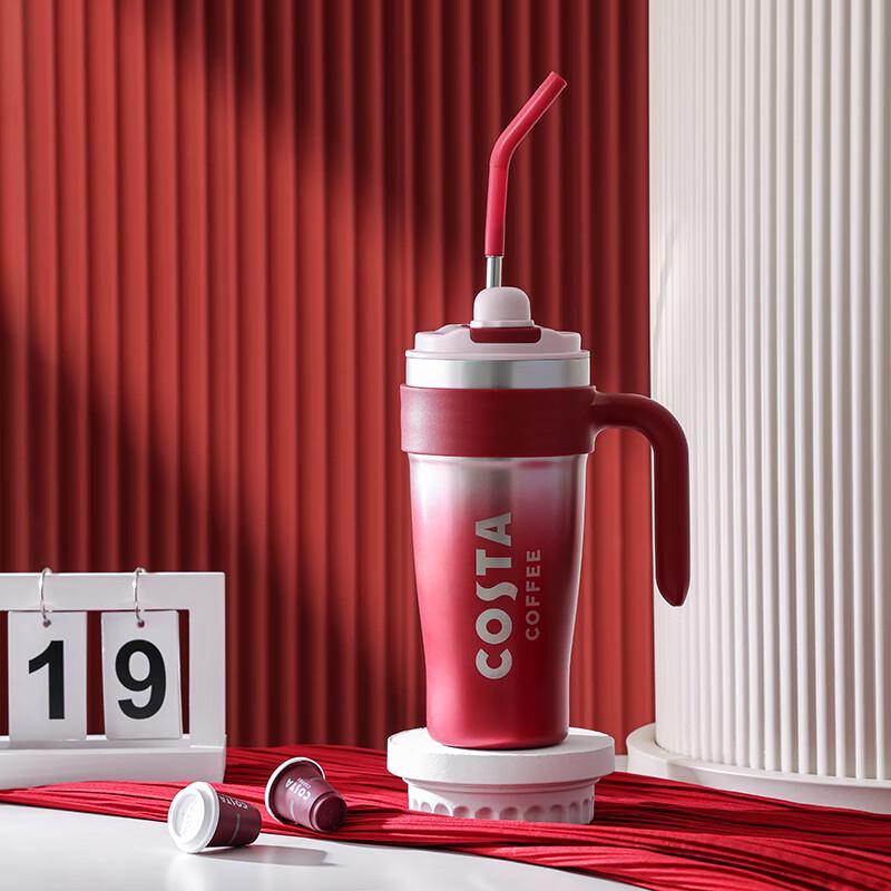 COSTA 1000ml Insulated Stainless Steel Straw Tumbler