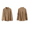 Retro Blouses Women National Shirt Linen Shirt Loose Embroidered Blous Laple Long Sleeve Cardigan Shirts