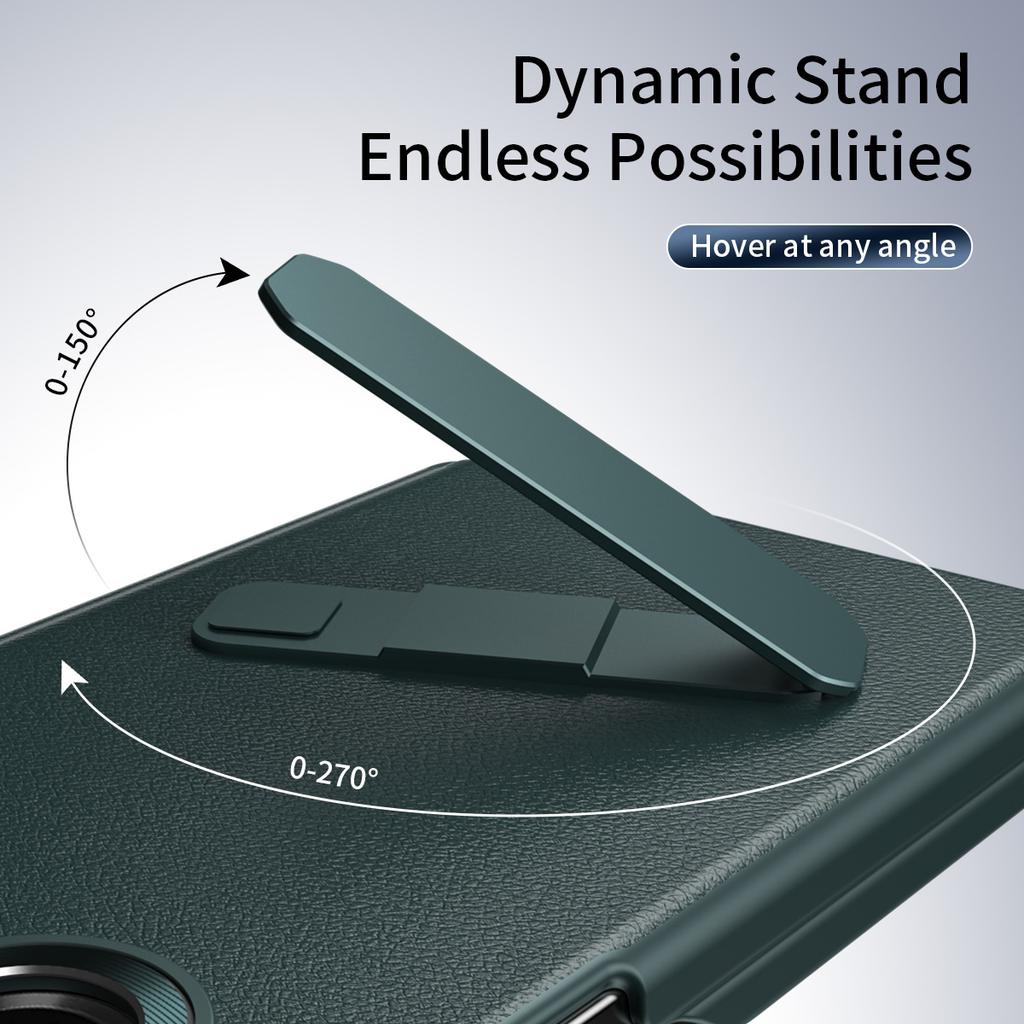 Leather Bracket Phone Case for Samsung Galaxy Z Fold 7 6 5 4 5G Fold7 Fold6 Fold5 Anti-Drop Shockproof Protective Cover
