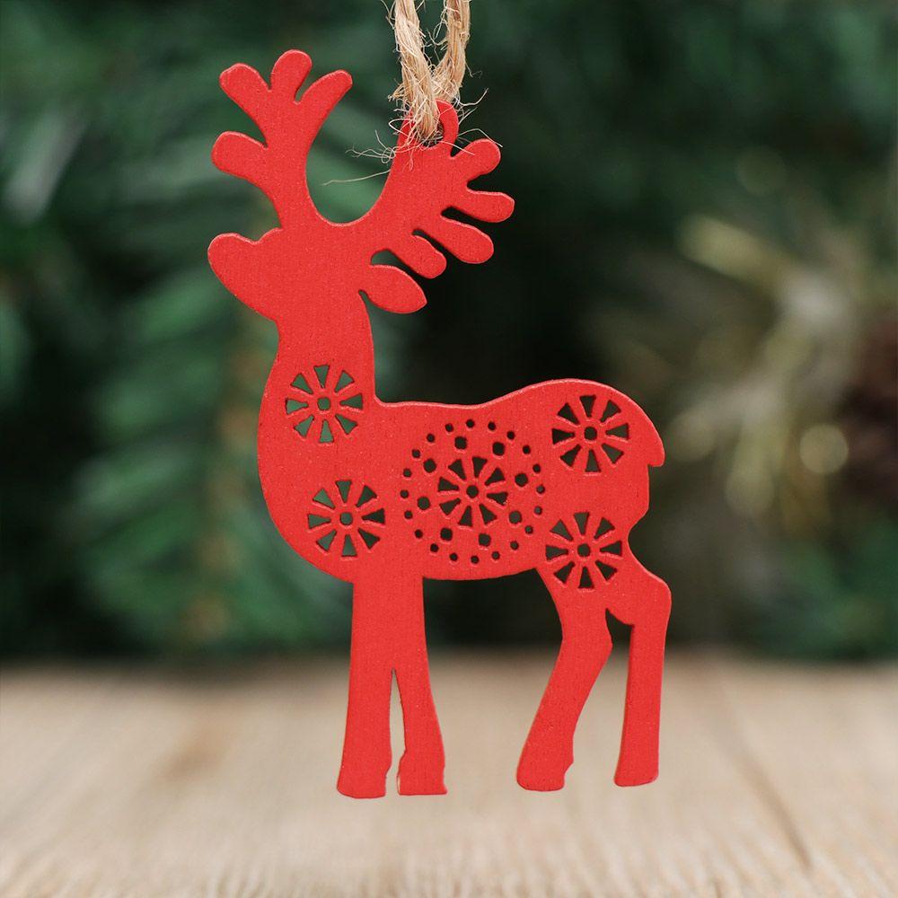 DIY Gifts Drop Pendant Christmas Tree Decoration Santa/Elk/Angel Wooden Ornaments Xmas Hanging