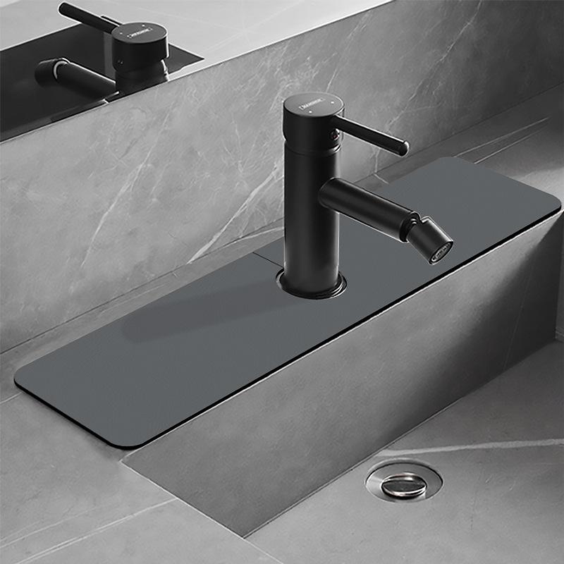 Leder Waschbecken Armatur Diatomeenerde Bodenmatte Saugmatte Küchenspüle Oberfläche Spritzschutz Wasser 13.8x38cm