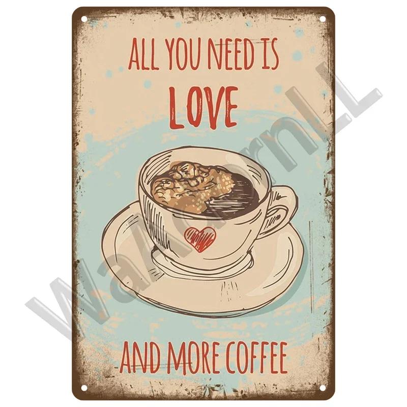 Vintage Plaque Metal Sign Plate Home Decor Tin Signs Coffee Retro Wall Art Posters For Kitchen Bar Iron Painting Decoration Cafe