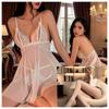 Sex Underwear Sexy Free Large Size Light Luxury Sweet Mesh Deep V Suspender Nightdress Lace Robe Uniform Women
