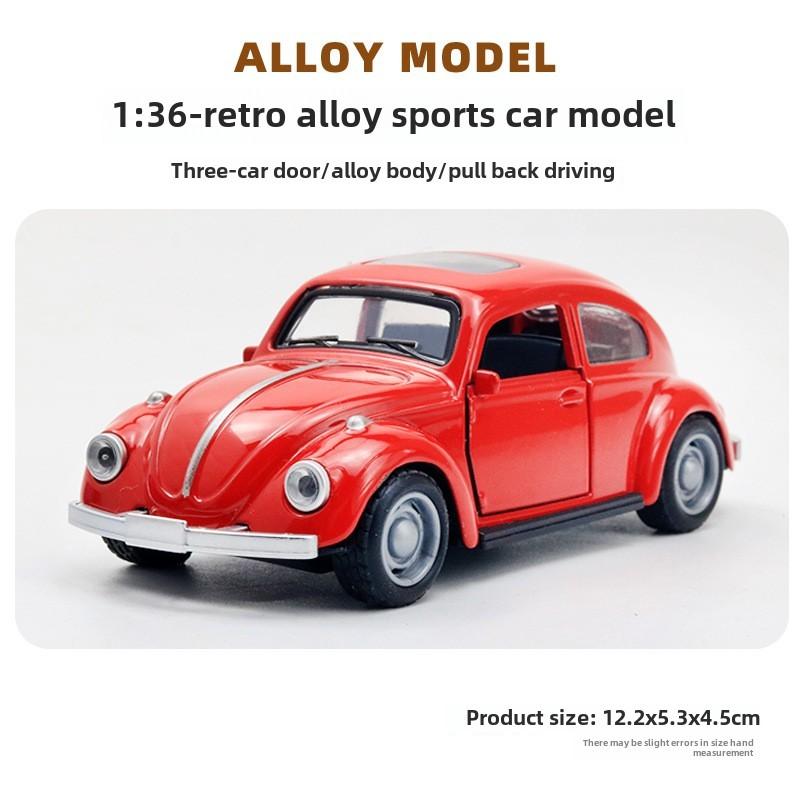 Alloy Car Model Beetle Benz Porsche Vintage Car Desktop Decor Open Door Force Carrying Car Accessories Interior Decoration