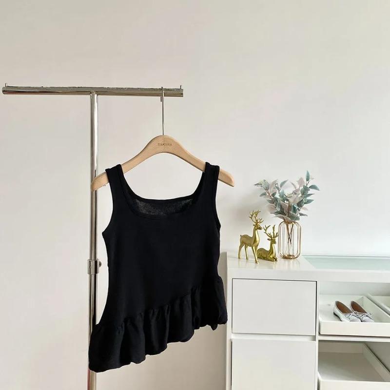 

Women Light Blue Ribbed Peplum Tank Sleeveless Casual Cami Top OneSize чорний