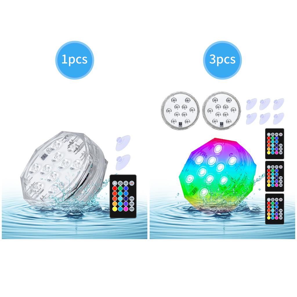 Submersible LED Lights with Remotes RGB 15 Colors Waterproof Pond Lights Underwater Lights for