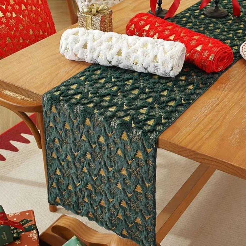 Embroidered Plush Table Flag Long Strip Cabinet Cover Towel Antlers Printed Tablecloth Home Dining