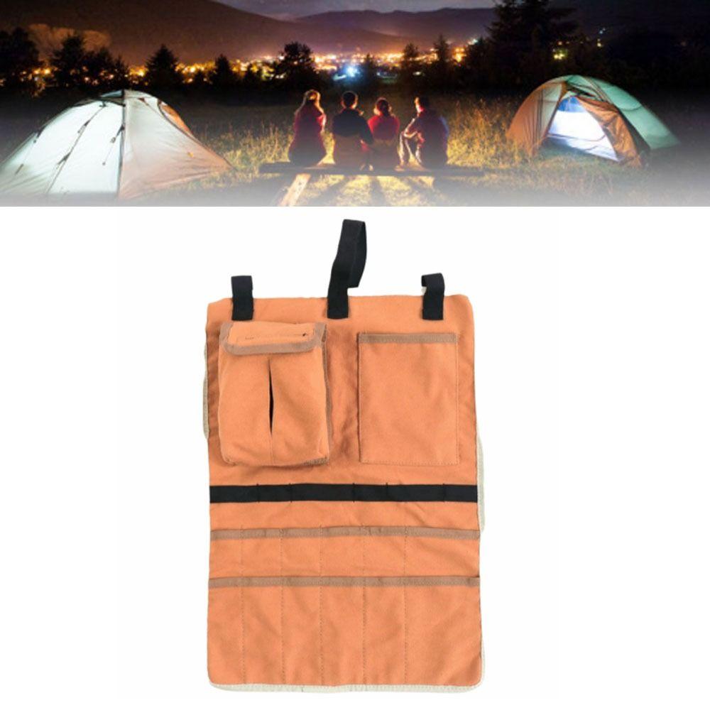 Khaki Storage Organizer Canvas Space Saving Bag Durable Camping Gear Organizer  For Travel