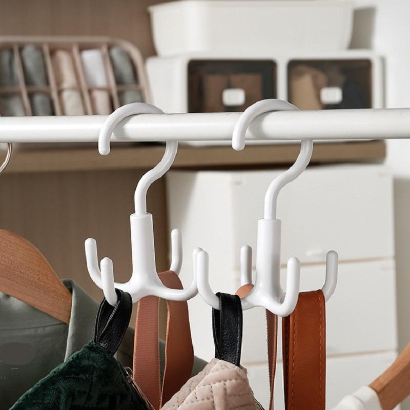 Weißer Drehhaken 360 Grad Kleiderbügel Multifunktionaler Unterwäscheständer Sling Bag Mantel- und Huthalter 4 Fächer Unterwäsche Oder