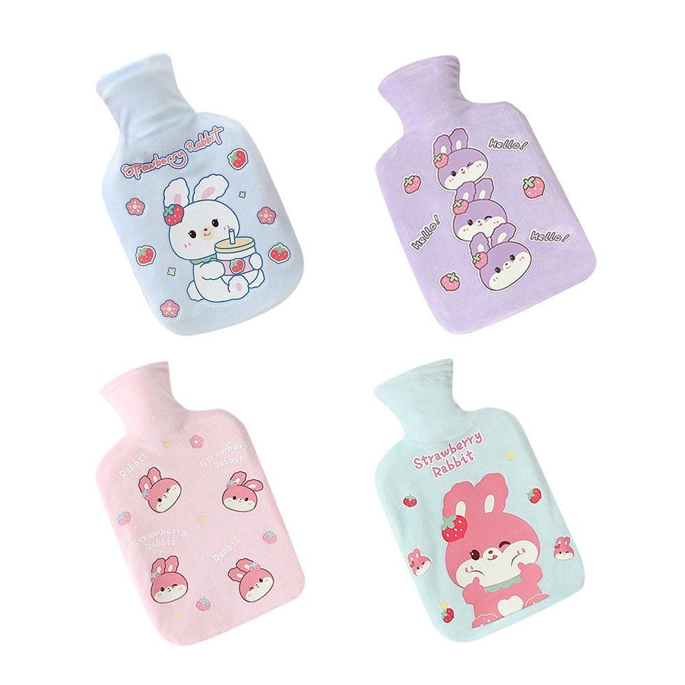 1000ML Plush Hot Water Bag Cartoon Rabbit Reusable Hand Warmer Comfortable Coldproof Hot Water Bottle Children Girls