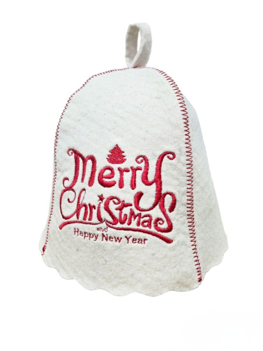 

Шапка для сауны и бани SUNROZ Merry Christmas натуральный войлок Белый (SUN-LA-869)