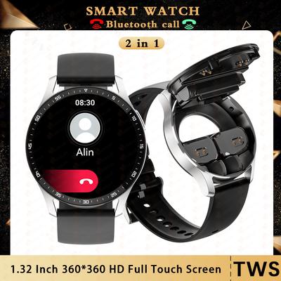 Akıllı Saat Tws İki Bir Arada Kablosuz Bluetooth Çift Kulaklık Çağrı Saati Kalp Atış Hızı Sağlık Akıllı Saat Müzik Spor Kulaklığı Erkekler