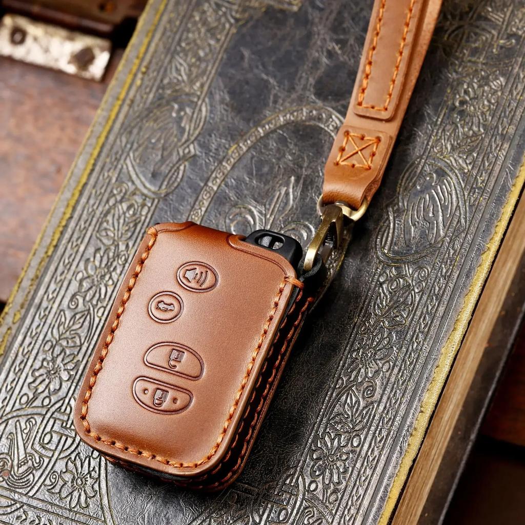 HALLMO Genuine Leather Car Key Case Cover for TOYOTA Prado