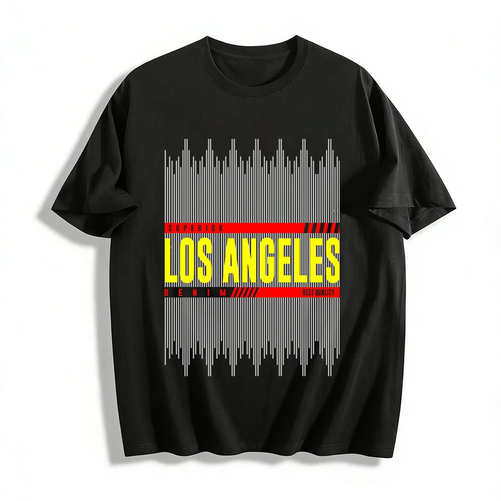 

Los Angeles Print Casual Top Unisex Loose Trendy Basic Tee Pure cotton T-shirt XXS